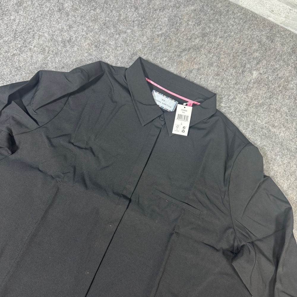 Modern Ambition Black Button Front Shirt Technical Stretch Long Sleeve Size L